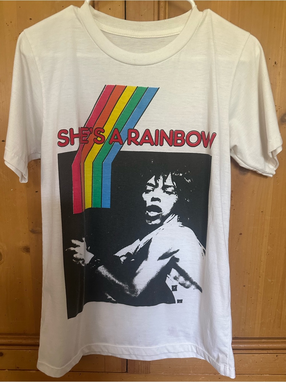 She's A Rainbow Graphic Tee - White with Rainbow Print